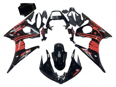 Carénage Moto Yamaha YZF R6 2003-2004 - Noir Brillant Rouge