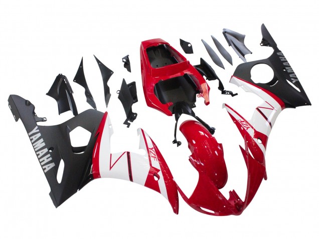Carénages Moto Yamaha YZF R6 2003-2004 - Rouge Blanc Noir Mat
