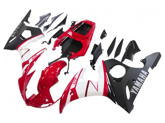 Carénages Moto Yamaha YZF R6 2003-2004 - Rouge Blanc Noir Mat