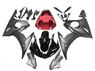 Carénages Moto Yamaha YZF R6 2003-2004 - Rouge Noir Brillant Noir Mat