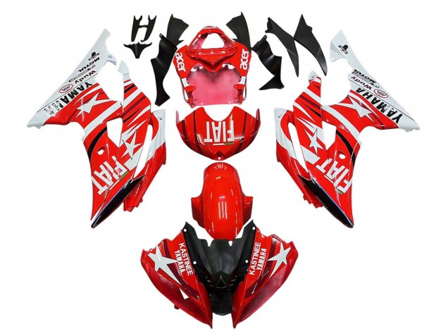 Carénages Moto Yamaha YZF 600 R6 2008-2016 - Blanc Rouge Noir Fiat Acer