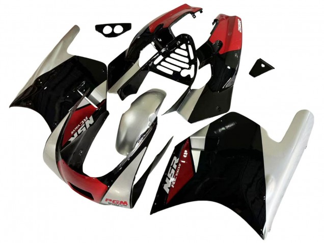Carénages Moto Honda NSR250R 1988-1989 - Argent Rouge Noir Brillant