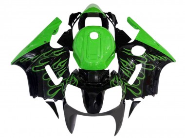 Carénages Moto Kawasaki ZX12R  2000-2001 - Noir Brillant Vert Flamme