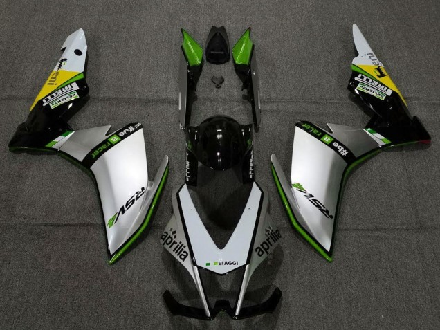 Carénages Moto Aprilia RSV4 1000 2009-2015 - Argent Noir Vert Jaune