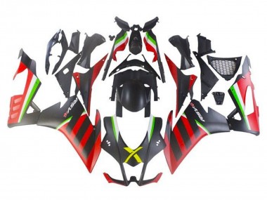 Carénages Moto Aprilia RSV4 1000 2009-2015 - Noir Mat Rouge Vert Bande