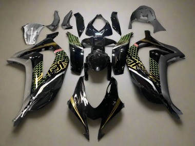 Carénages Moto Kawasaki ZX10R 2016-2020 - Noir Brillant Or Rayon de Miel