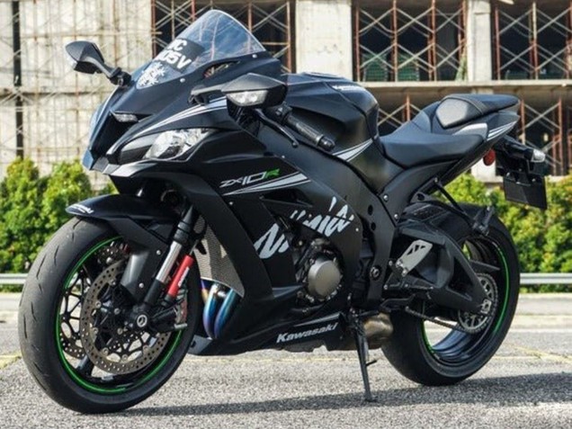 Carénages Moto Kawasaki ZX10R 2016-2020 - Noir Mat Blanc Vert