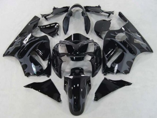 Carénages Moto Kawasaki ZX12R 2002-2006 - Noir Brillant Gris Tribal