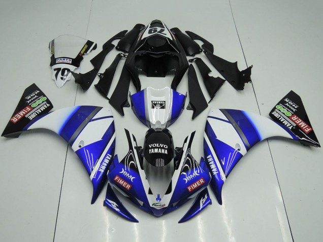 Carénages Moto Yamaha YZF R1 2012-2014 - Blanc Bleu Noir Brillant Volvo Fimer Yamalube