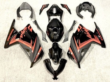 Carénages Moto Kawasaki EX300 2013-2024 - Noir Brillant Orange