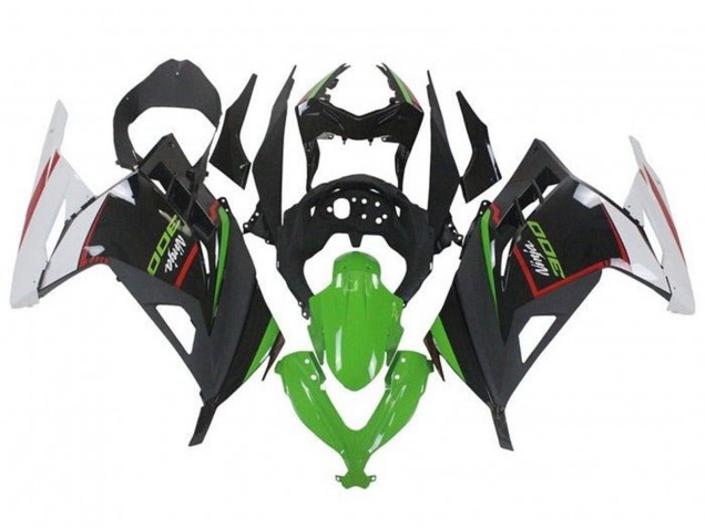 Carénages Moto Kawasaki EX300 2013-2024 - Blanc Rouge Vert Noir