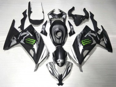 Carénages Moto Kawasaki EX300 2013-2024 - Noir Mat Argent Vert Monstre