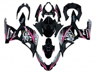 Carénages Moto Kawasaki Ninja 400 2018-2024 - Noir Brillant Rose Blanc