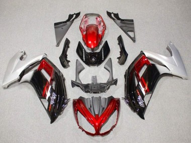 Carénages Moto Kawasaki Ninja 650 EX650 2012-2016 - Argent Rouge Noir Brillant