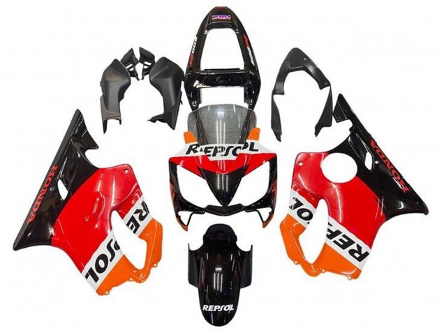 Carénage Moto Honda CBR600 F4i 2001-2003 - Orange Blanc Rouge Noir Brillant Repsol
