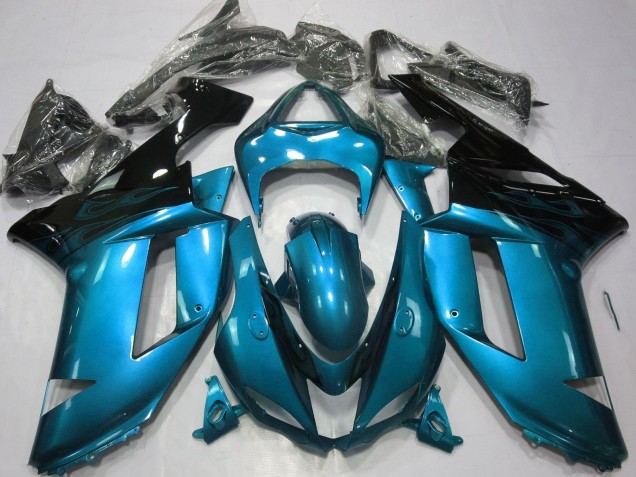 Carénages Moto Kawasaki ZX6R 2007-2008 - Bleu Clair Noir