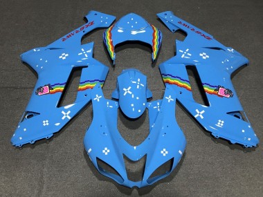 Carénages Moto Kawasaki ZX6R 2007-2008 - Bleu Clair Arc-en-ciel