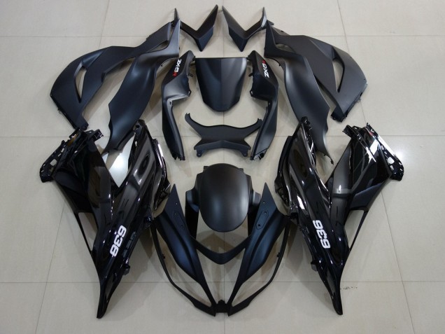 Carénages Moto Kawasaki ZX6R 2007-2008 - Noir Mat Noir Brillant Blanc