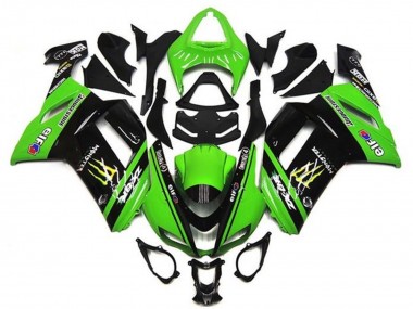 Carénages Moto Kawasaki ZX6R 2007-2008 - Vert Noir Monstre Elf