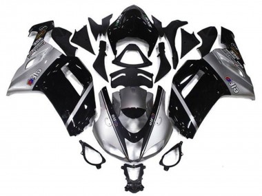Carénages Moto Kawasaki ZX6R 2007-2008 - Argent Noir Elf
