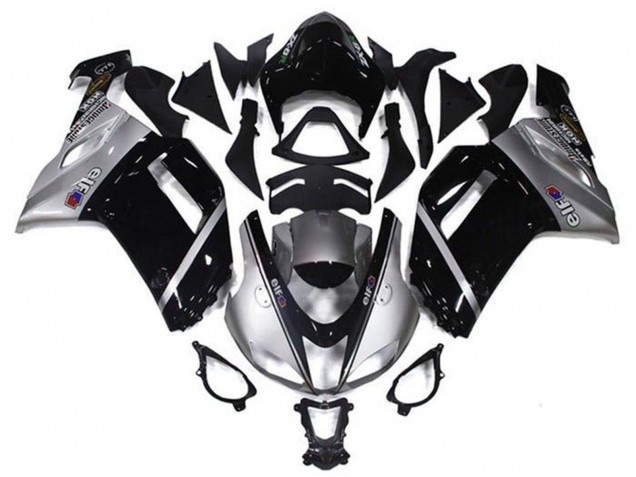 Carénages Moto Kawasaki ZX6R 2007-2008 - Argent Noir Elf
