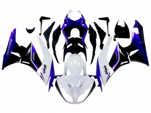 Carénages Moto Kawasaki ZX6R 2009-2012 - Bleu Blanc Noir
