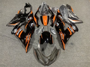 Carénage Moto Kawasaki ZX6R 2013-2018 - Orange Noir Brillant
