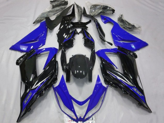 Carénages Moto Kawasaki ZX6R 2013-2018 - Bleu Noir Brillant