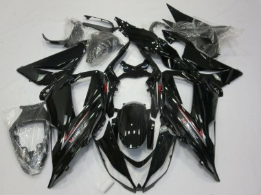 Carénages Moto Kawasaki ZX6R 2013-2018 - Noir Brillant Argent Rouge