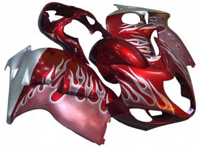 Carénages Moto Suzuki GSXR 1300 Hayabusa 1996-2007 - Rouge Argent Flamme