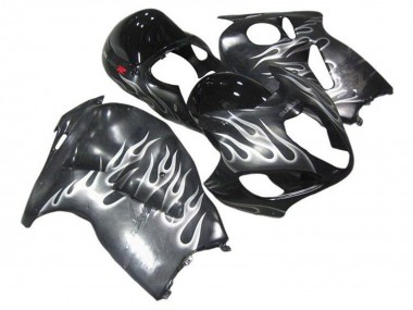 Carénages Moto Suzuki GSXR 1300 Hayabusa 1996-2007 - Gris Noir Blanc Flamme