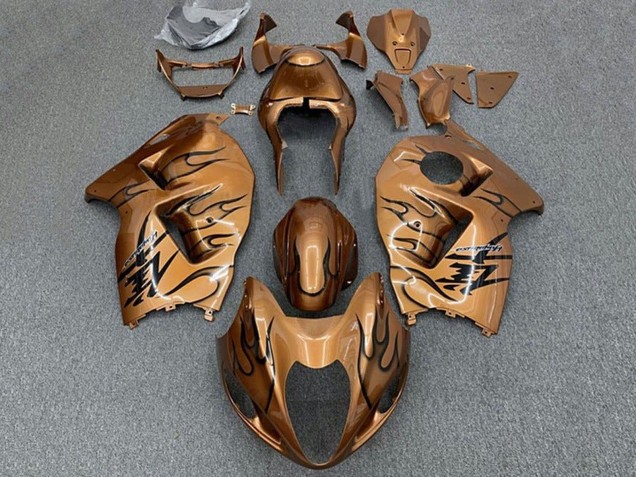 Carénages Moto Suzuki GSXR 1300 Hayabusa 1996-2007 - Brun Bronze Noir Flamme