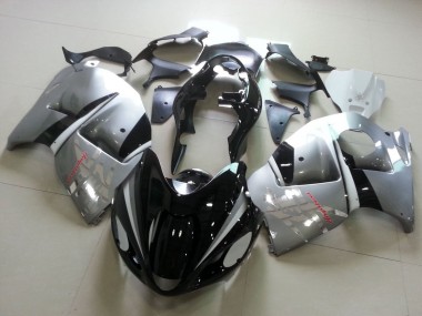 Carénages Moto Suzuki GSXR 1300 Hayabusa 1996-2007 - Noir Brillant Argent Chrome