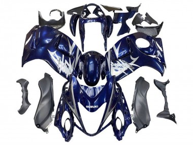 Carénages Moto Suzuki GSXR 1300 Hayabusa 2008-2020 - Bleu Foncé Argent Blanc