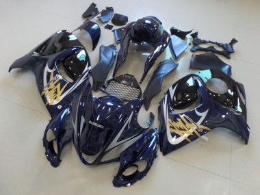 Carénages Moto Suzuki GSXR 1300 Hayabusa 2008-2020 - Bleu Foncé Noir Or Argent
