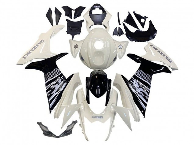 Carénage Moto Suzuki GSXR 600 / GSXR 750 2011-2024 - Blanc Noir Brillant