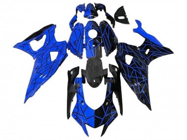 Carénages Moto Yamaha YZF R7 2021-2024 - Bleu Noir Lignes Divisées