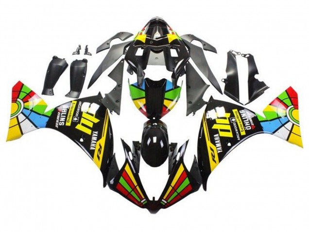 Carénages Moto Yamaha YZF 1000 R1 2009-2011 - Noir Brillant HP Roue Chromatique