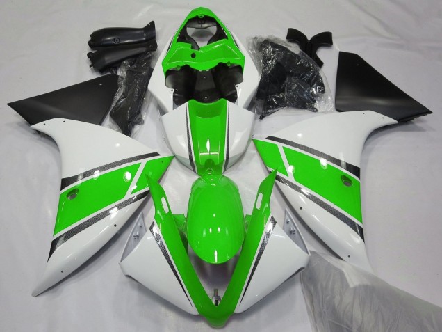 Carénages Moto Yamaha YZF 1000 R1 2009-2011 - Blanc Vert Noir Mat