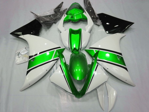 Carénages Moto Yamaha YZF 1000 R1 2009-2011 - Blanc Vert Métallisé Noir