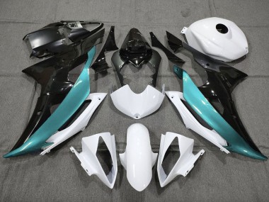 Carénages Moto Yamaha YZF R6 2008-2016 - Blanc Noir Bleu Sarcelle