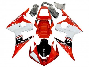 Carénages Moto Yamaha YZF R6 2003-2004 - Rouge Blanc Noir Brillant Bande