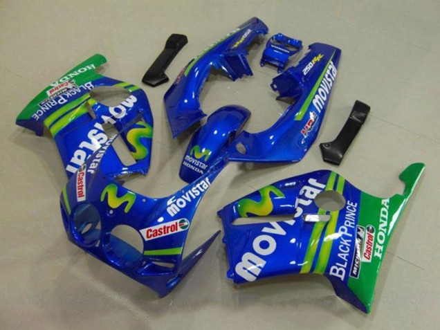 Carénages Moto Honda CBR250RR MC19 1988-1989 - Bleu Vert Blanc MoviStar Rouge Castrol