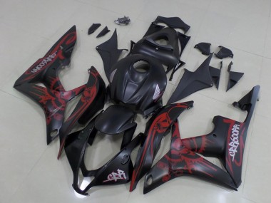 Carénages Moto Honda CBR600RR 2007-2008 - Noir Mat Rouge Crâne