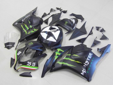 Carénages Moto Honda CBR600RR 2009-2012 - Noir Mat Bleu Vert Monstre