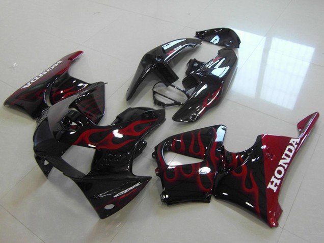 Carénages Moto Honda CBR900RR 919 1998-1999 - Noir Brillant Rouge Flamme