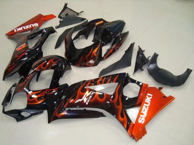 Carénages Moto Suzuki GSXR 1000 2007-2008 - Noir Brillant Orange Flamme