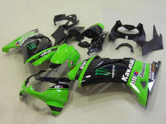 Carénages Moto Kawasaki ZX250R 2008-2012 - Vert Noir Brillant Elf Monstre Bridgestone