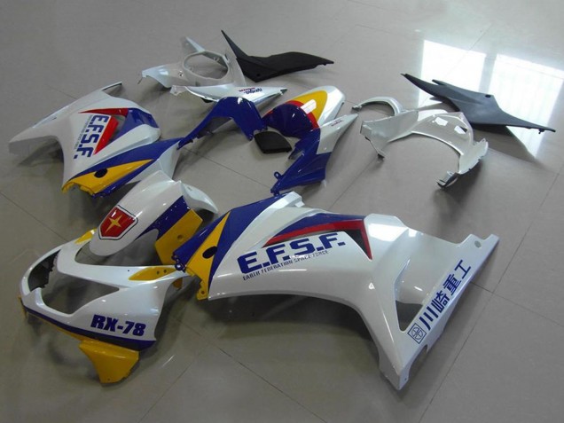 Carénages Moto Kawasaki ZX250R 2008-2012 - Blanc Jaune Bleu Rouge EFSF RX-78