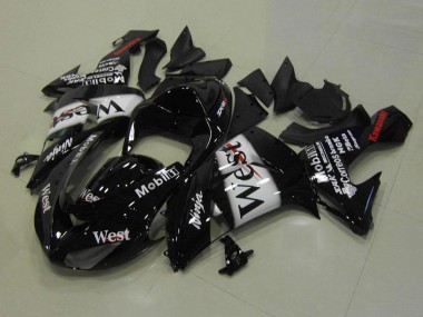 Carénages Moto Kawasaki ZX10R 2006-2007 - Noir Brillant Blanc West Rouge
